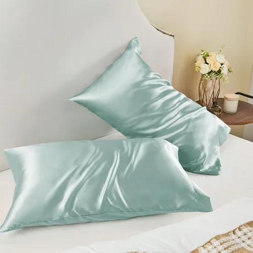 Miniatura 8 de Bedelite Funda de almohada de satén para cabello y piel, súper suave y refrescante, similar a la seda, 2 con cierre de sobre, regalo unisex, Azul