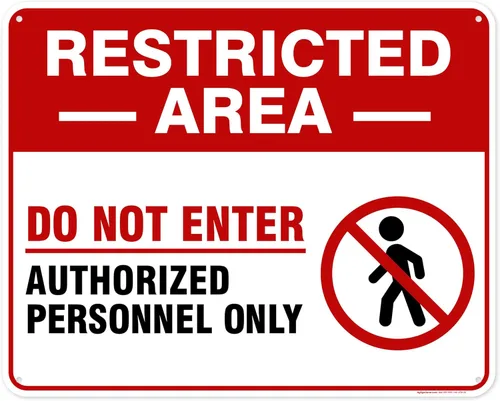 Miniatura 17 de Cartel de área restringida "Restricted Area Do Not Enter Authorized Personnel Only" [Texto en inglés], de aluminio, anti-óxido, de 10x14 pulgadas