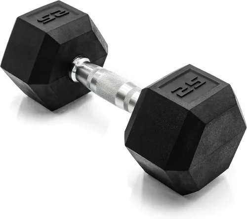 Miniatura 79 de CAP Barbell Peso de la mancuerna hexagonal recubierta, individual, 10-120 libras, múltiples opciones