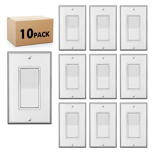 Miniatura 10 de Micmi Interruptor de pared decorativo de 3 vías, interruptor de pared negro, interruptor basculante de paleta de un solo polo o tres vías, grado