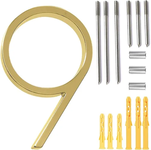 Miniatura 35 de Número de casa flotante de 5'', números de casa modernos - aleación de zinc, número de dirección de casa con exquisito proceso de dibujo - dorado
