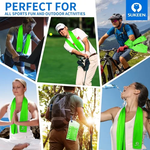 Miniatura 6 de Sukeen Paquete de 12 toallas refrescantes (40 x 12 pulgadas) para sudor, toallas de gimnasio transpirables y frías, toallas de microfibra Azul