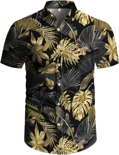 Miniatura 3 de RPOVIG Conjunto de 2 piezas con sombrero de pescador para hombre, camisa a juego, pantalones cortos hawaianos para festivales florales