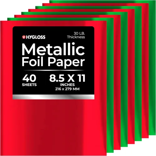 Miniatura 16 de Hygloss Papel de aluminio metálico, 16 hojas de 8 colores surtidos, 8.5 x 11 pulgadas, papel de aluminio ideal para manualidades, hojas de papel