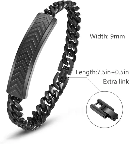 Miniatura 2 de Pulseras para hombre, acero inoxidable, cierre plegable, cadena cubana, pulsera para hombre
