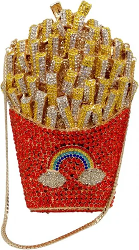 Miniatura 2 de DEBIMY Papas fritas con diamantes de imitación para mujer bolso de cristal brillante bolso de noche para boda fiesta
