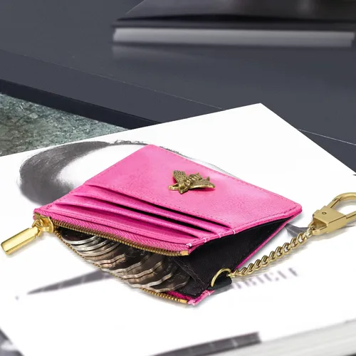 Miniatura 79 de SEAVILIA Tarjetero llavero cartera para mujer con ventana de identificación RFID monedero regalo abeja delgada minimalista pequeña cartera