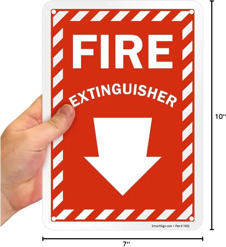 Miniatura 7 de SmartSign Letrero "Extintor de incendios" de 10 x 7 pulgadas con flecha hacia abajo y agujeros pre-limpiados, impreso digitalmente, plástico HDPE
