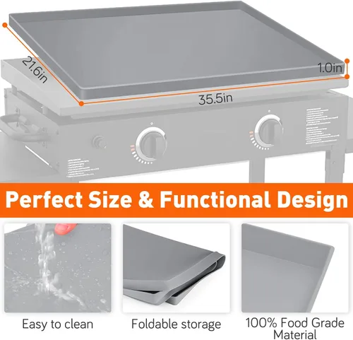 Miniatura 3 de Wohbay Tapete rectangular de silicona de grado alimenticio de 28 pulgadas, protege la superficie de la plancha, color gris