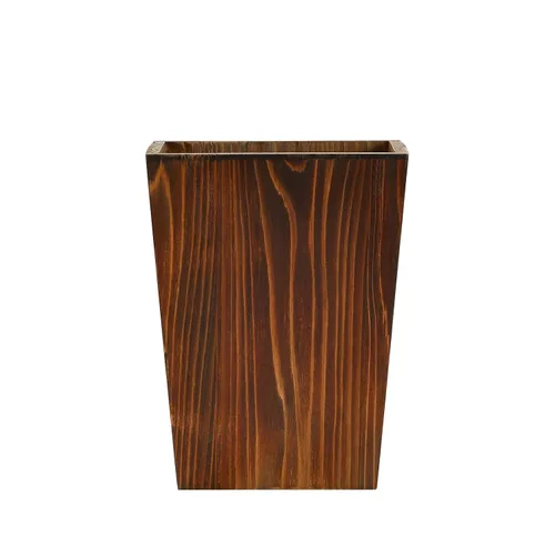 Miniatura 7 de Farmlyn Creek Juego de 2 botes de basura de madera de estilo rústico – Contenedores cuadrados de granja con asas para el hogar u oficina