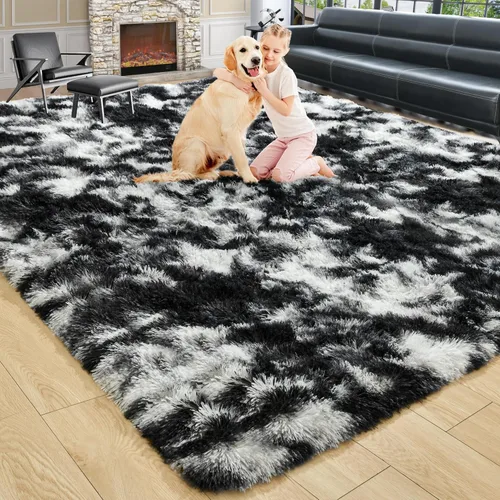 Miniatura 45 de Noahas - Alfombras mullidas de 4 x 6 pies para dormitorio y sala de estar, alfombra gruesa y peluda de color gris, alfombra de suelo antideslizante