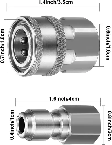 Miniatura 2 de Hotop 2 juegos NPT 3/8 pulgadas arandela a presión Kit de conector rápido de acero inoxidable adaptadores para lavadora a presión Accesorios