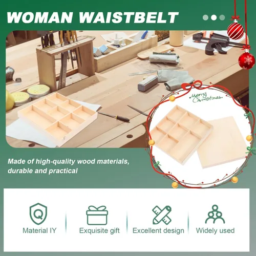 Miniatura 8 de EXCEART Caja de decoración de Navidad, bandeja de madera con divisores, 4 compartimentos, caja de almacenamiento decorativa para joyas, organizador