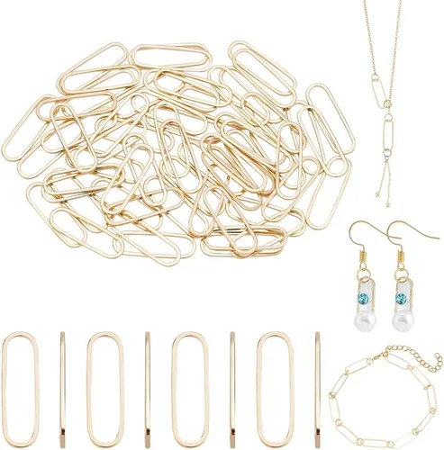 Miniatura 8 de BENECREAT 10 anillos de enlace de luna chapados en oro de 18 quilates, marcos huecos de latón, dijes de conector para pulseras, collares, joyas