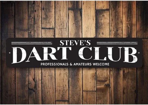 Miniatura 2 de Letrero de Dart Club, letrero de cueva con nombre de jugador, profesionales y aficionados, decoración de aluminio para sala de juegos, 3 x 13