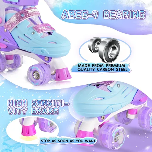 Miniatura 4 de 2PM SPORTS Patines de ruedas para niñas, niños y niños pequeños de 4 a 6, 5 a 8, 6 a 12, 8 a 12 años con ruedas iluminadas, patines ajustables