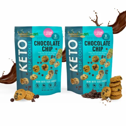 Miniatura 7 de New Too Good Gourmet - Bocadillo keto bajo en carbohidratos Paquete de 2 galletas sin azúcar con sabor a chispas de chocolate y mantequilla