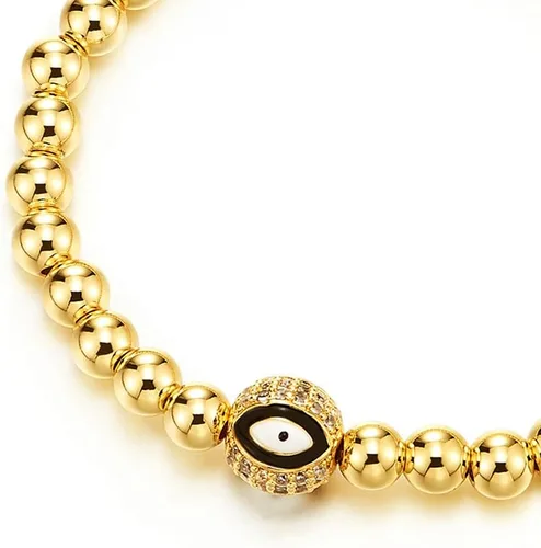 Miniatura 2 de COOLSTEELANDBEYOND Beads Bracelet for Women Men with Cubic Zirconia Protection Evil Eye