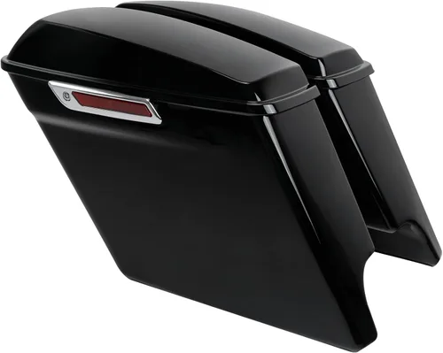 TCT-MOTORPARTS - Alforjas rígidas extensas de 5 pulgadas con pestillos cromados, color negro vívido Negro vivo con cierres cromados