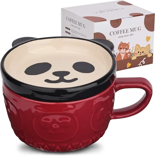Miniatura 9 de Linda Taza de Cerámica para Gatos con Tapa, Tazas de Café Kawaii o Tazas de Té para Amantes de los Gatos, Tazas Divertidas de Novedad