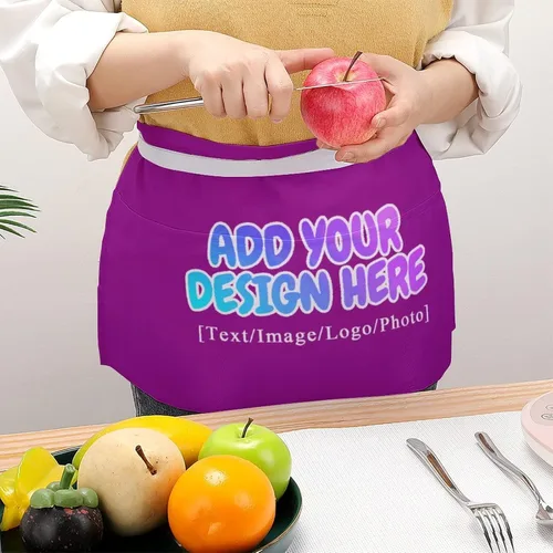 Miniatura 13 de AXKEUDO Delantal personalizado con bolsillos, delantales de cintura para camarera para cocinar en casa, restaurante, servir trabajo