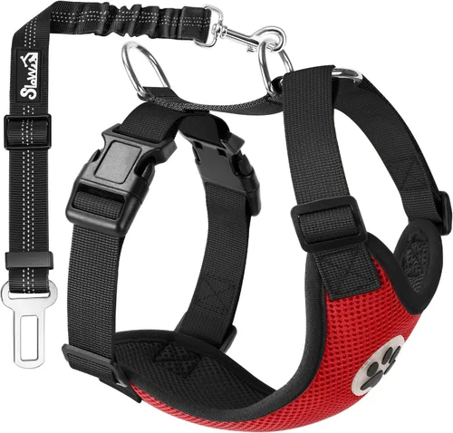 Miniatura 7 de SlowTon Arnés de Cinturón de Seguridad para Perros para Coche, Arnés de Coche para Perros Ajustable de Malla Transpirable y Cinturón de Seguridad