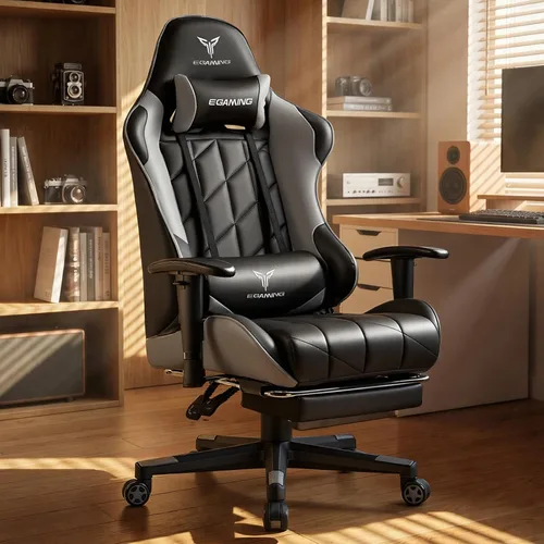 Miniatura 9 de EXRACING Silla de juegos con reposabrazos ajustables en 3D, diseño de estampado de vaca, silla de oficina ergonómica con respaldo alto, silla