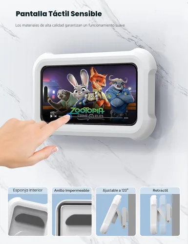 Miniatura 4 de Lamicall Soporte impermeable para teléfono de ducha, giratorio de 480°, retráctil, ajustable, soporte de pared para teléfono, soporte de pared