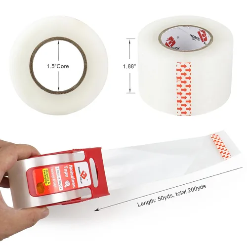 Miniatura 4 de BOMEI PACK Recambios de cinta de embalaje resistente y silenciosa, 4 rollos de 1.88 pulgadas x 50 yardas, para envío, correo, mudanza