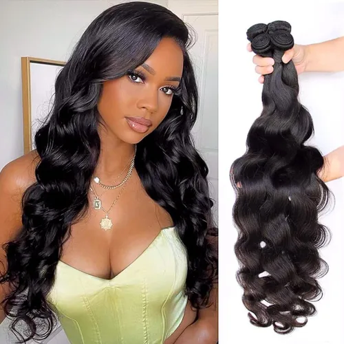 Miniatura 18 de Paquetes de pelo lacio brasileño, cabello humano virgen 100% sin procesar, color negro natural, 4 paquetes, 12, 14, 16 y 18 pulgadas