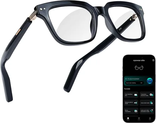 Lentes inteligentes AI para hombres y mujeres con 164 idiomas, lente fotocrómica, asistente Al y resumen de reuniones, reproducción de música,