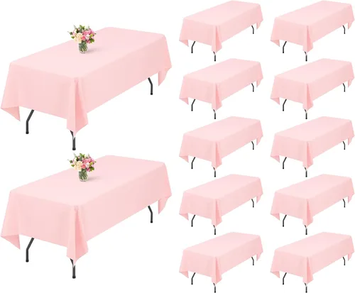 Miniatura 49 de Showgeous Paquete de 4 manteles rectangulares de poliéster de 60 x 102 pulgadas, resistentes a las arrugas, lavables, para bodas, mesas de comedor