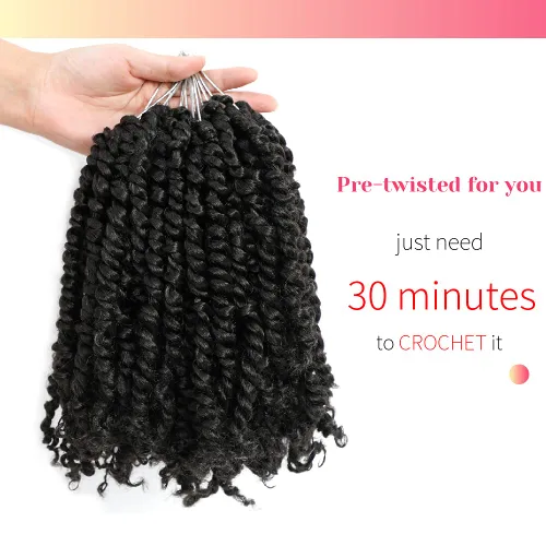 Miniatura 4 de BOHOBABE Pelo de ganchillo pretrenzado Passion Twist de 6 pulgadas, cabello trenzado de ganchillo Passion Twist preenrollado corto, 8 paquetes