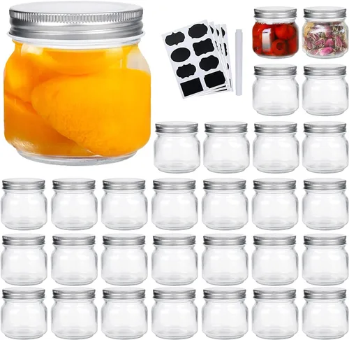 Miniatura 18 de QAPPDA Frascos Mason, Tarros de Vidrio Con Tapas de 8 oz, Tarros de Conservas Para Encurtidos y Almacenamiento de Cocina, Tarros de Especias de Boca