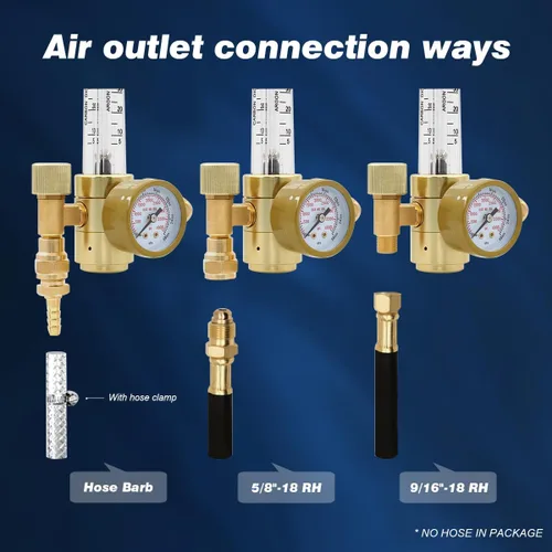 Miniatura 5 de Regulador de Gas Medidor de Flujo de Argón CO2 para Soldadura MIG TIG 0-60CFH CGA580