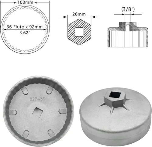 Miniatura 6 de Llave de filtro de aceite de aleación de aluminio de alta calidad, herramienta de mano para el filtro de aceite, herramienta de extracción