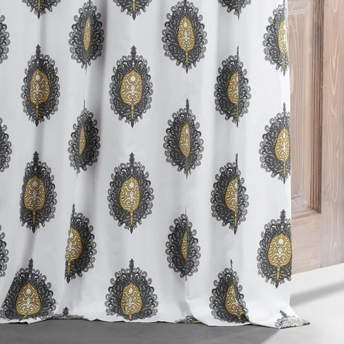 Miniatura 6 de HPD HALF PRICE DRAPES PRTW-BOD02A-84 - Cortina opaca de algodón con estampado maya (1 panel), 50 x 84 pulgadas, color verde azulado maya