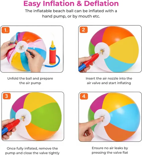 Miniatura 6 de 12-Pack 12“ Beach Balls - Bulk Classic Beachball Inflatable Swimming Pool Toys for Games Adults Kids Birthday Party Supplies Combo Set, Rainbow