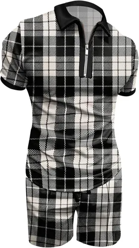 Miniatura 2 de EELHOE Mens Outfits 2 Piece Regular-Fit Lightweight Graphic Short Sleeve Tees Printed Shorts Breathable Tracksuit