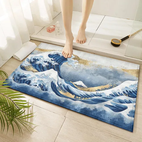 Miniatura 18 de Tapete de baño de mármol blanco y negro, antideslizante, lavable, de secado rápido, para entrada, interior y exterior, lavandería, 17 x 30 pulgadas