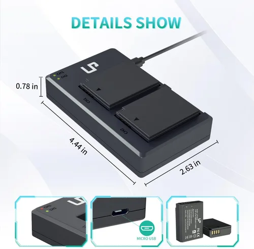 Miniatura 5 de LP Paquete de cargador de batería LP-E10, batería de 1600 mAh y cargador de doble ranura, compatible con Canon EOS Rebel T7, T6, T5, T3, T100