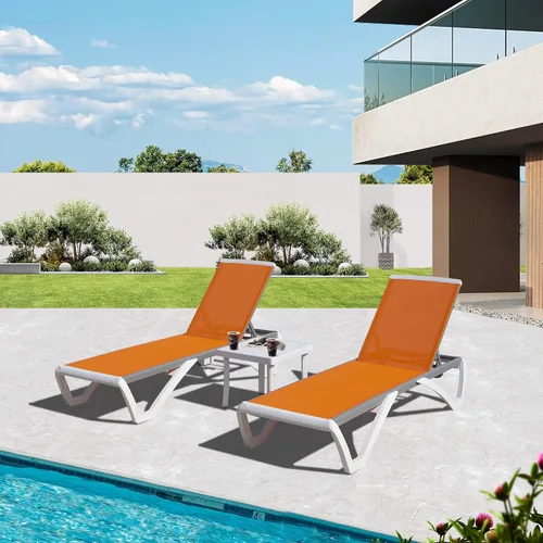 Miniatura 31 de Domi - Tumbona para exteriores, sillón ajustable de aluminio para patio, silla de piscina de plástico para terraza, césped, patio trasero