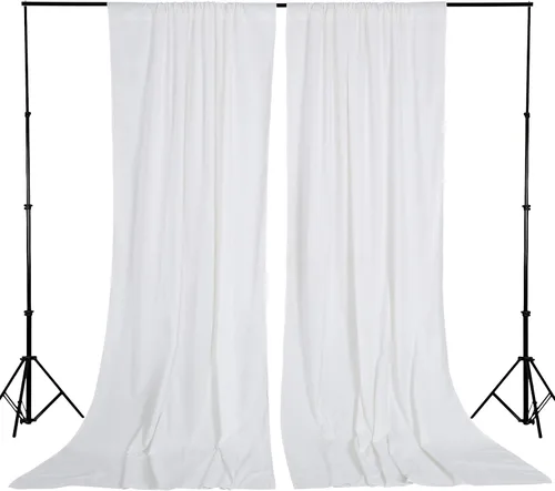 Miniatura 4 de Cortinas de Telón de Fondo Blanco de 2 Paneles 5 x 1,5 m de Poliéster, Telón de Fondo para Fotografía, Cortinas para Decoración de Fondo de Boda