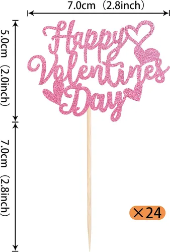 Miniatura 2 de Paquete de 24 adornos para cupcakes con purpurina en forma de corazón con temática de amor dulce, decoración de pasteles para el día de San
