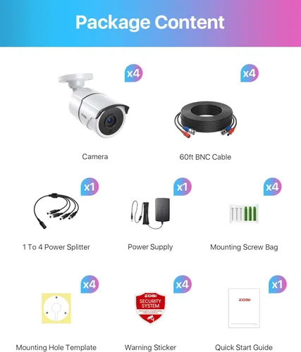 Miniatura 9 de ZOSI 4PACK 1920TVL 1080P HD TVI Cámaras de seguridad 120 pies de visión nocturna CCTV Cámaras de seguridad para el hogar Día/Noche Cámara