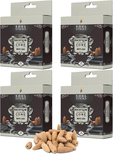 Miniatura 14 de Soul Sticks Conos de incienso de reflujo – 40 conos orgánicos hechos a mano para quemador de cascada Paquete de 4 aromas aromáticos de larga Go