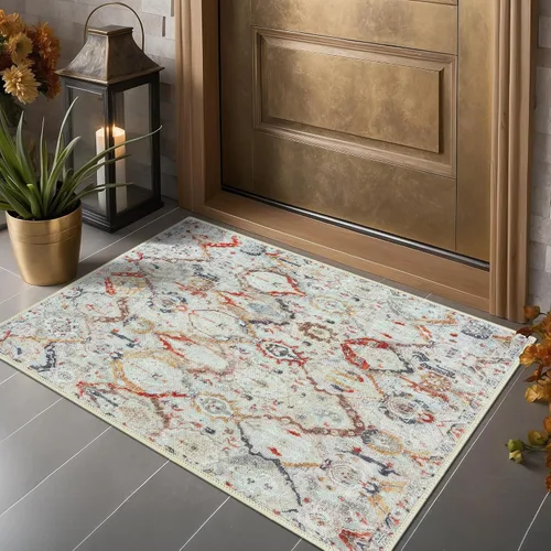 Adiva Rugs - Tapete de área lavable a máquina con parte trasera antideslizante, para sala de estar, dormitorio, baño y cocina, tapete antifatiga