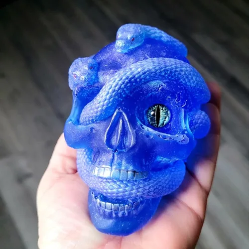 Miniatura 4 de Molde de jabón de vela de silicona con calavera de serpiente, moldes de caramelo de chocolate, moldes de arcilla de resina de yeso