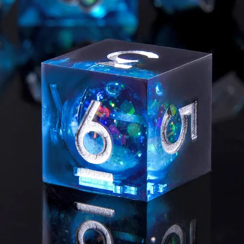 Miniatura 6 de DND Juego de dados de 8 piezas con ojo de dragón extra D20-Beholder's Eye Liquid Core Sharp Edge Resina poliédrica hecha a mano 2 × D20 D4 D6 D8 D10