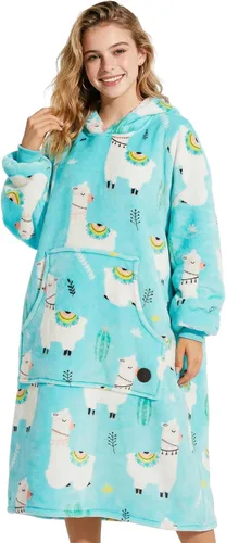 Miniatura 63 de Three Poodle - Manta con capucha portátil para niños, sudadera de sherpa de gran tamaño con capucha gigante, manta con capucha cálida y acogedora